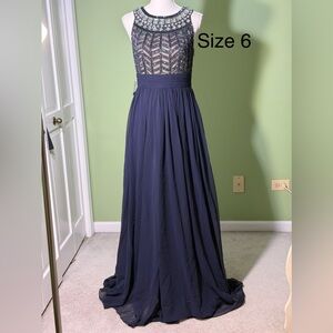 Elegant Navy Evening Gown